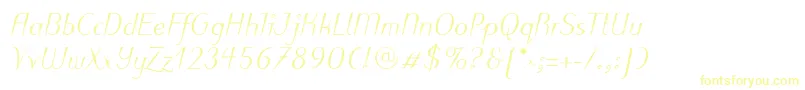 PuritasLtMediumItalic-fontti – keltaiset fontit valkoisella taustalla