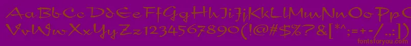 NewDayMfScript-Schriftart – Braune Schriften auf violettem Hintergrund