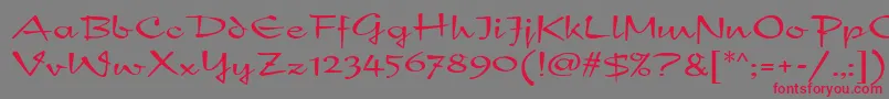 NewDayMfScript-fontti – punaiset fontit harmaalla taustalla