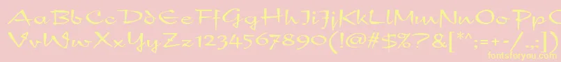 NewDayMfScript Font – Yellow Fonts on Pink Background