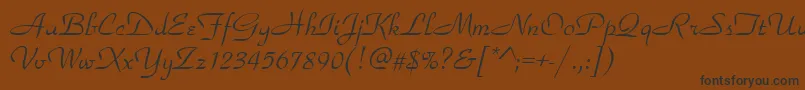 Weitere Informationen zur ParkavenueRegular-Schriftart ParkavenueRegular-Schriftart – Schwarze Schriften auf braunem Hintergrund