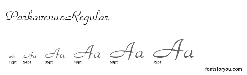 sizes of parkavenueregular font, parkavenueregular sizes