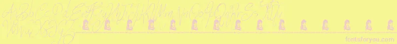 FunThings-fontti – vaaleanpunaiset fontit keltaisella taustalla