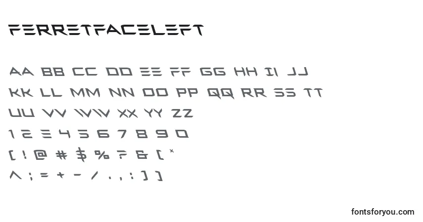 Ferretfaceleft-fontti – aakkoset, numerot, erikoismerkit
