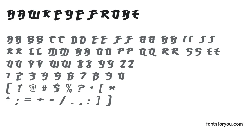 A fonte HawkeyeFront – alfabeto, números, caracteres especiais