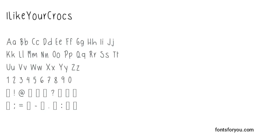 Schriftart ILikeYourCrocs – Alphabet, Zahlen, spezielle Symbole