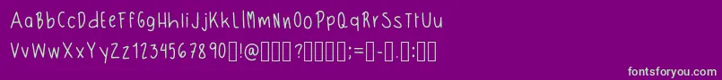 フォントILikeYourCrocs – 紫の背景に緑のフォント