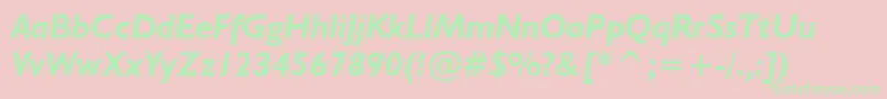 フォントNrbWelshGillianBoldItalic – ピンクの背景に緑の文字