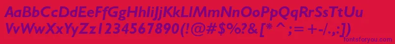 Weitere Informationen zur NrbWelshGillianBoldItalic-Schriftart NrbWelshGillianBoldItalic-Schriftart – Violette Schriften auf rotem Hintergrund