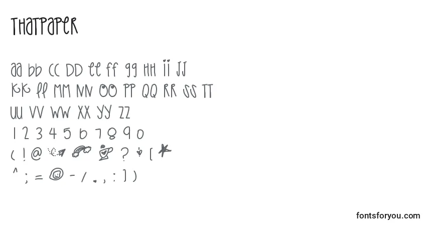 Schriftart Thatpaper – Alphabet, Zahlen, spezielle Symbole