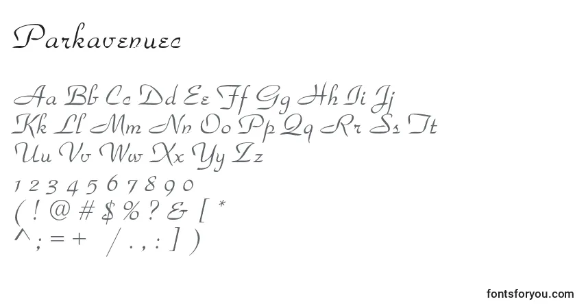 Fuente Parkavenuec - alfabeto, números, caracteres especiales