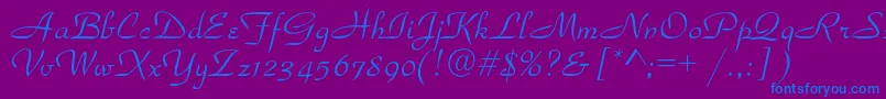 Parkavenuec-Schriftart – Blaue Schriften auf violettem Hintergrund