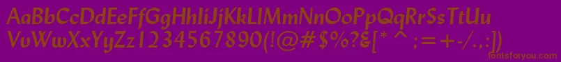 フォントLydianBoldItalicBt – 紫色の背景に茶色のフォント