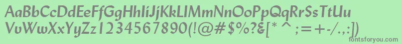 LydianBoldItalicBt-fontti – harmaat kirjasimet vihreällä taustalla