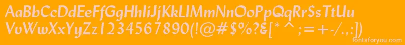 LydianBoldItalicBt-fontti – vaaleanpunaiset fontit oranssilla taustalla