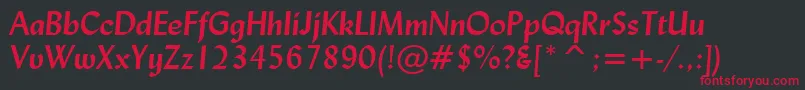 LydianBoldItalicBt Font – Red Fonts on Black Background