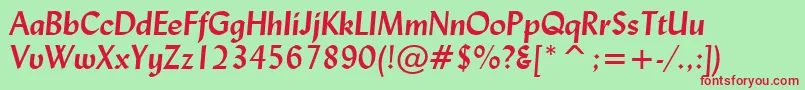 LydianBoldItalicBt Font – Red Fonts on Green Background