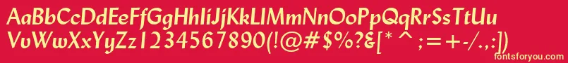 LydianBoldItalicBt Font – Yellow Fonts on Red Background