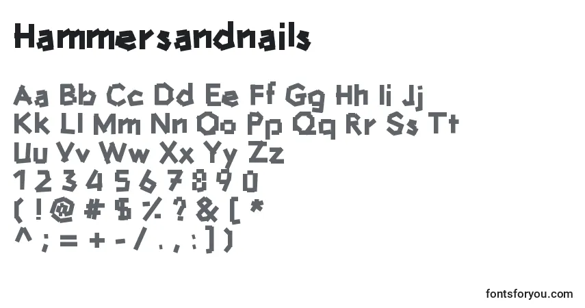 Czcionka Hammersandnails – alfabet, cyfry, specjalne znaki