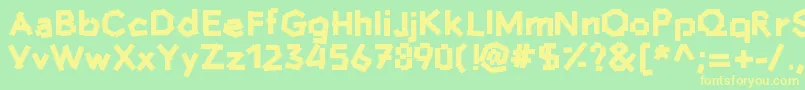 Hammersandnails-fontti – keltaiset fontit vihreällä taustalla