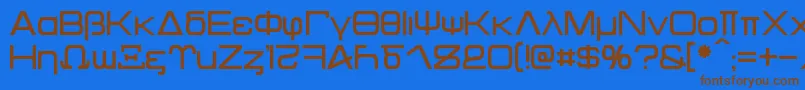 フォントKentaurus – 茶色の文字が青い背景にあります。