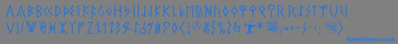 Theromanrunesalliance-Schriftart – Blaue Schriften auf grauem Hintergrund