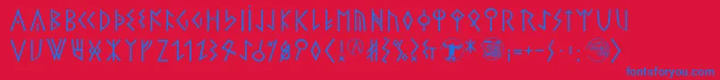 フォントTheromanrunesalliance – 赤い背景に青い文字