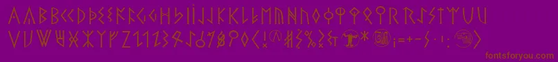 Theromanrunesalliance-Schriftart – Braune Schriften auf violettem Hintergrund