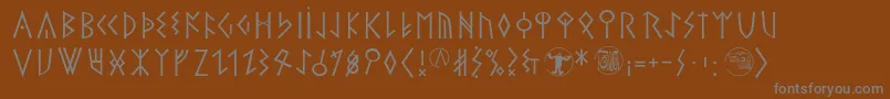 フォントTheromanrunesalliance – 茶色の背景に灰色の文字