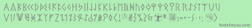 フォントTheromanrunesalliance – 緑の背景に灰色の文字