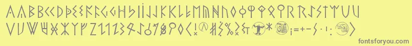 フォントTheromanrunesalliance – 黄色の背景に灰色の文字