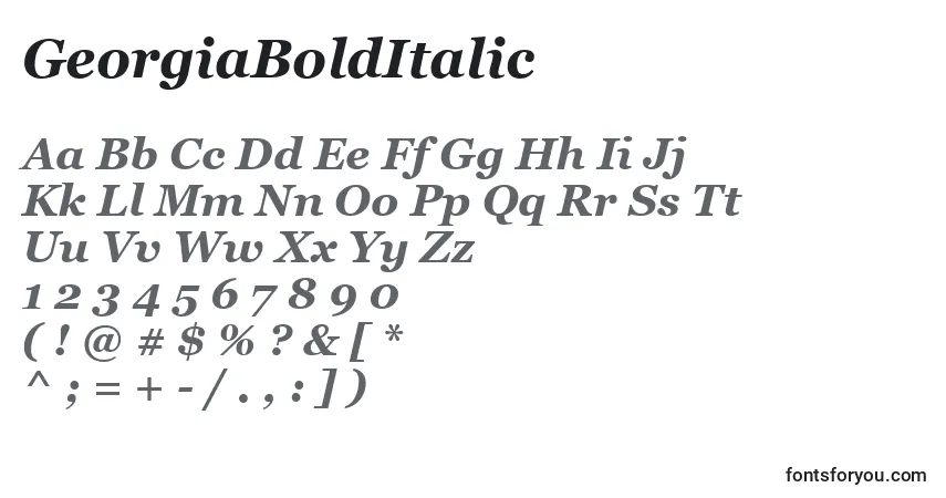 Шрифт GeorgiaBoldItalic – алфавит, цифры, специальные символы