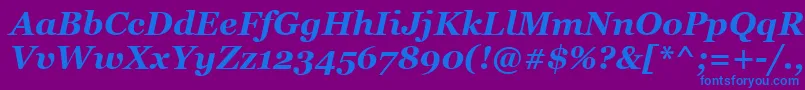 GeorgiaBoldItalic-fontti – siniset fontit violetilla taustalla