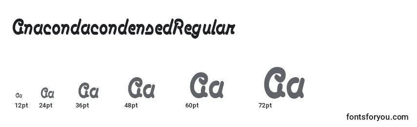 AnacondacondensedRegular font sizes