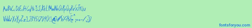フォントBrackishpond – 青い文字は緑の背景です。