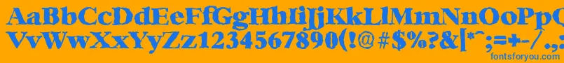 BernsteinrandomHeavyRegular-Schriftart – Blaue Schriften auf orangefarbenem Hintergrund