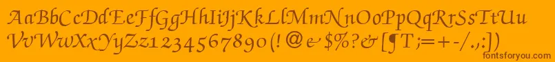 ZabriskiescriptswashBold-Schriftart – Braune Schriften auf orangefarbenem Hintergrund