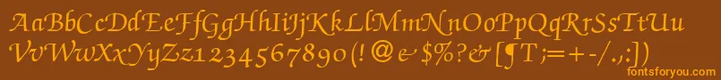 ZabriskiescriptswashBold-Schriftart – Orangefarbene Schriften auf braunem Hintergrund