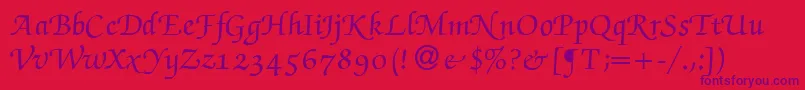 ZabriskiescriptswashBold-Schriftart – Violette Schriften auf rotem Hintergrund