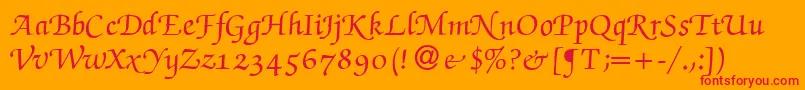 Czcionka ZabriskiescriptswashBold – czerwone czcionki na pomarańczowym tle