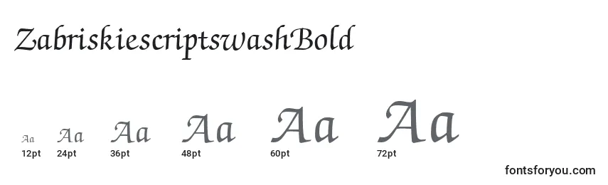 ZabriskiescriptswashBold Font Sizes