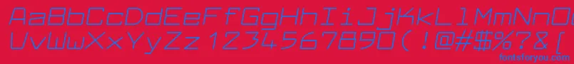 LarabiefontexItalic-Schriftart – Blaue Schriften auf rotem Hintergrund