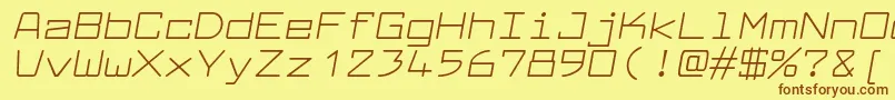 LarabiefontexItalic-Schriftart – Braune Schriften auf gelbem Hintergrund