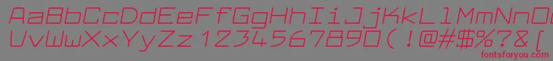 フォントLarabiefontexItalic – 赤い文字の灰色の背景