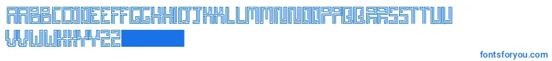 Patatartiner-Schriftart – Blaue Schriften auf weißem Hintergrund