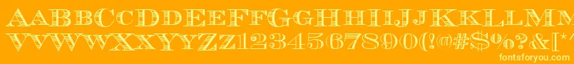 Chevalierstrdcd-Schriftart – Gelbe Schriften auf orangefarbenem Hintergrund