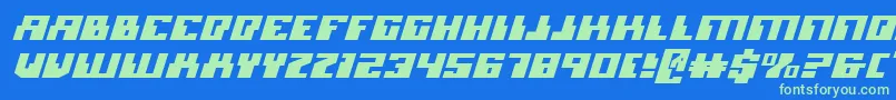MicronianExpandedItalic Font – Green Fonts on Blue Background