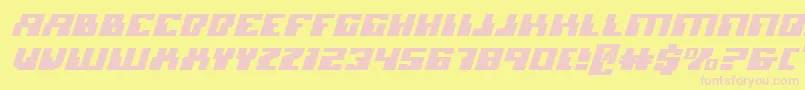 MicronianExpandedItalic-fontti – vaaleanpunaiset fontit keltaisella taustalla