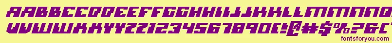 MicronianExpandedItalic Font – Purple Fonts on Yellow Background