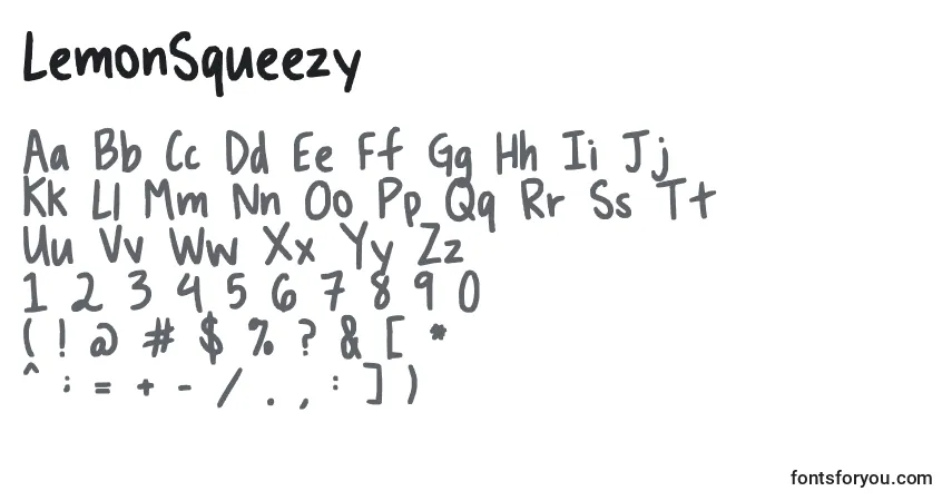 Czcionka LemonSqueezy – alfabet, cyfry, specjalne znaki